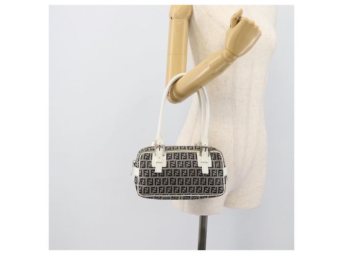 FENDI Zucchino Canvas Hand Bag Navy Silver - vista 23