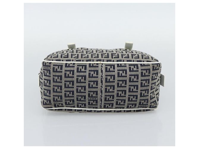 FENDI Zucchino Canvas Hand Bag Navy Silver - vista 5