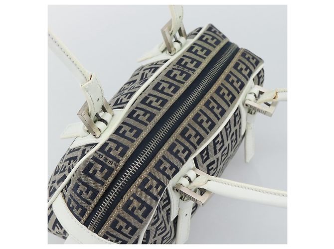 FENDI Zucchino Canvas Hand Bag Navy Silver - vista 6