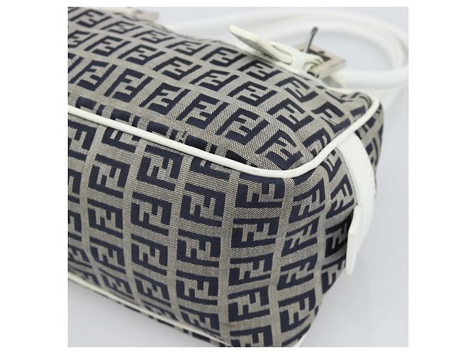 FENDI Zucchino Canvas Hand Bag Navy Silver - vista 8