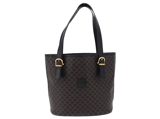Céline CELINE Macadam Canvas Tote Bag PVC Leather Black Gold - vista 13