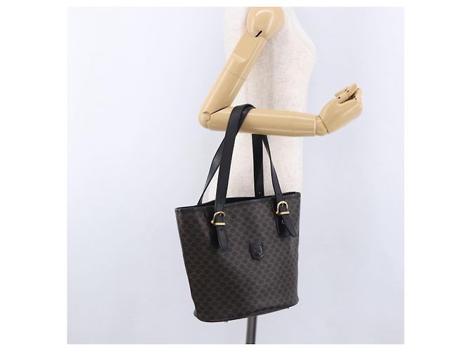 Céline CELINE Macadam Canvas Tote Bag PVC Leather Black Gold - vista 26
