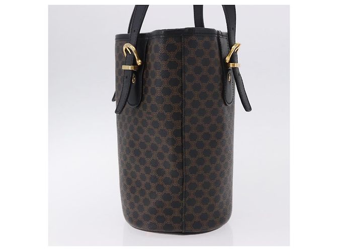 Céline CELINE Macadam Canvas Tote Bag PVC Leather Black Gold - vista 4