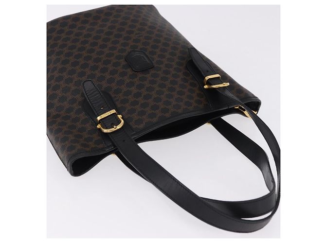 Céline CELINE Macadam Canvas Tote Bag PVC Leather Black Gold - vista 6