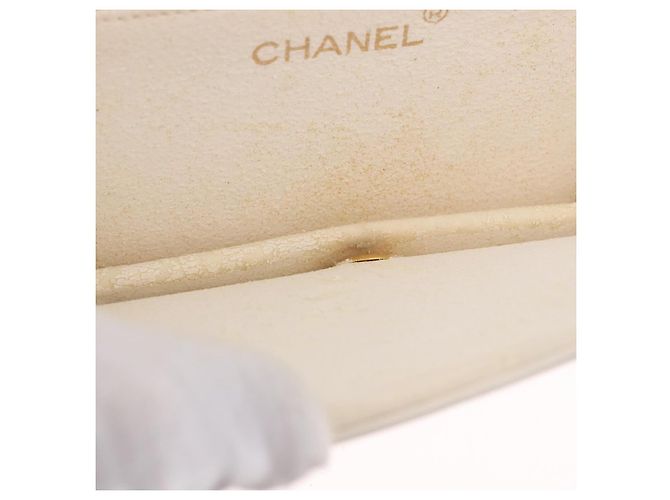 CHANEL Matelasse Chain Shoulder Bag Lamb Skin White Gold CC - vista 11