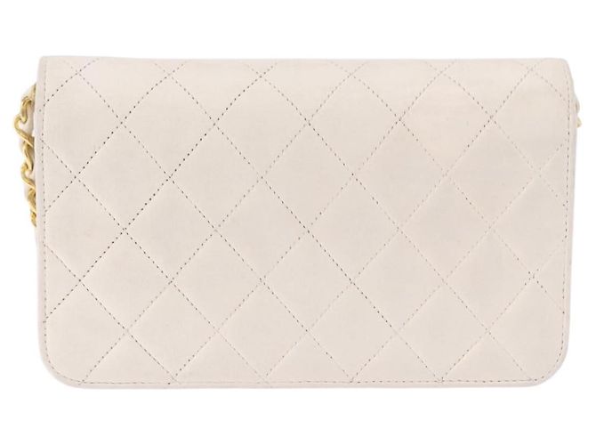 CHANEL Matelasse Chain Shoulder Bag Lamb Skin White Gold CC - vista 2