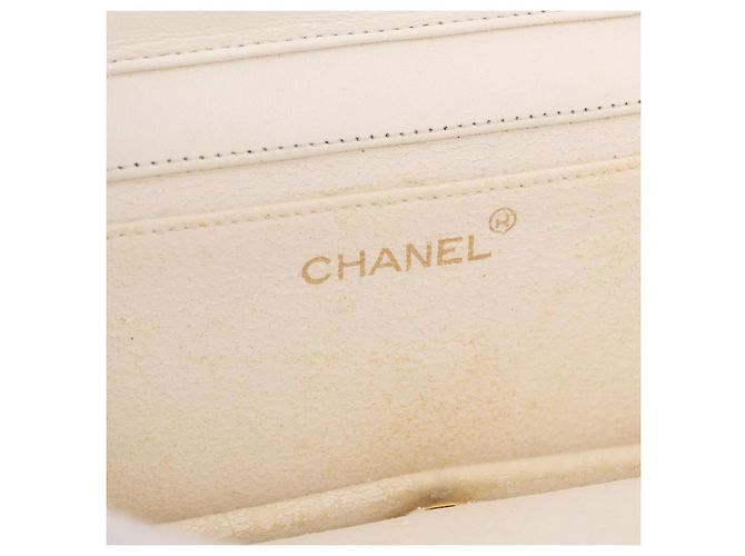 CHANEL Matelasse Chain Shoulder Bag Lamb Skin White Gold CC - vista 20