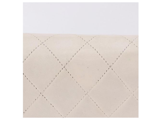 CHANEL Matelasse Chain Shoulder Bag Lamb Skin White Gold CC - vista 3