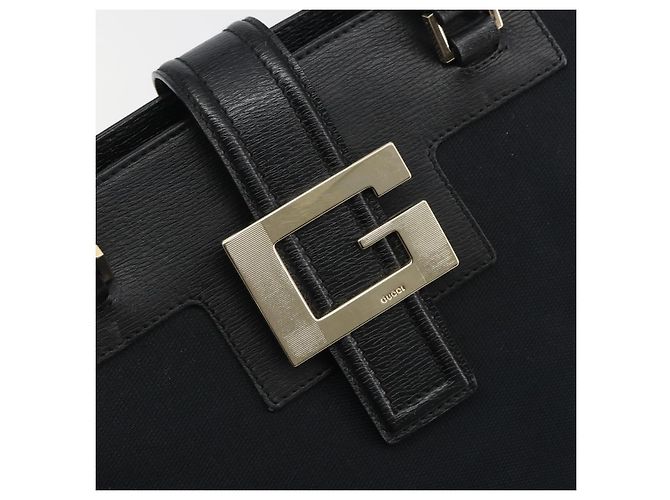 GUCCI Hand Bag Canvas Black Gold Tone 002 1103 - vista 17