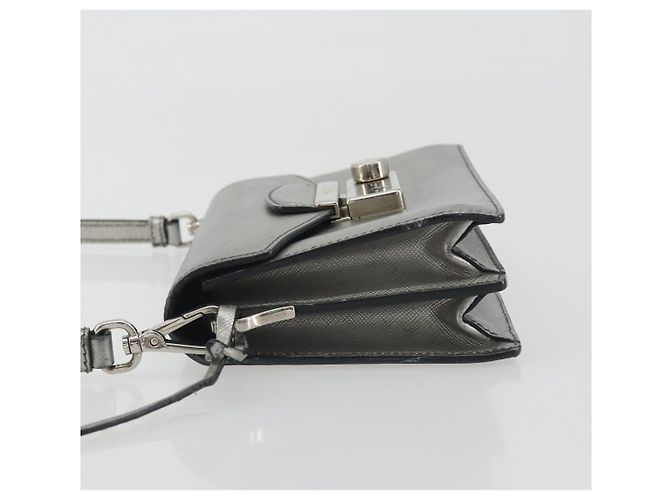 PRADA Schultertasche Saffiano-Leder Silber - Ansicht 4