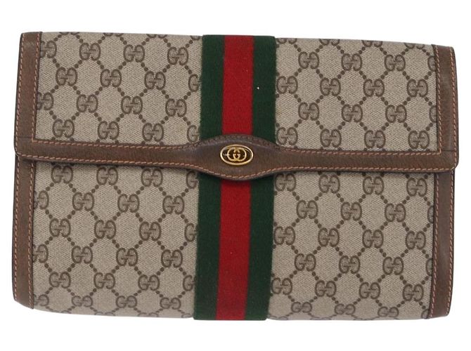 GUCCI GG Supreme Web Sherry Line Clutch Bag PVC Beige 89 01 007 - vista 13