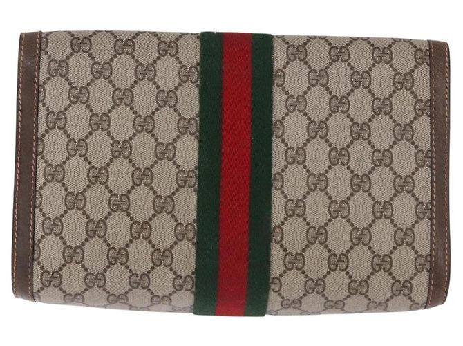 GUCCI GG Supreme Web Sherry Line Clutch Bag PVC Beige 89 01 007 - vista 2