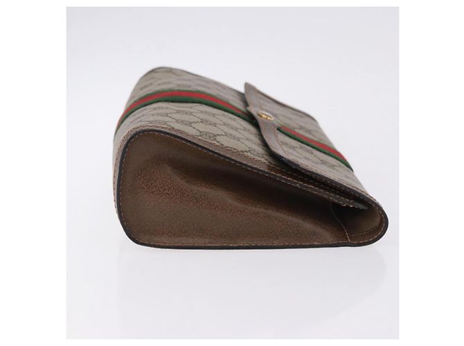 GUCCI GG Supreme Web Sherry Line Clutch Bag PVC Beige 89 01 007 - vista 3