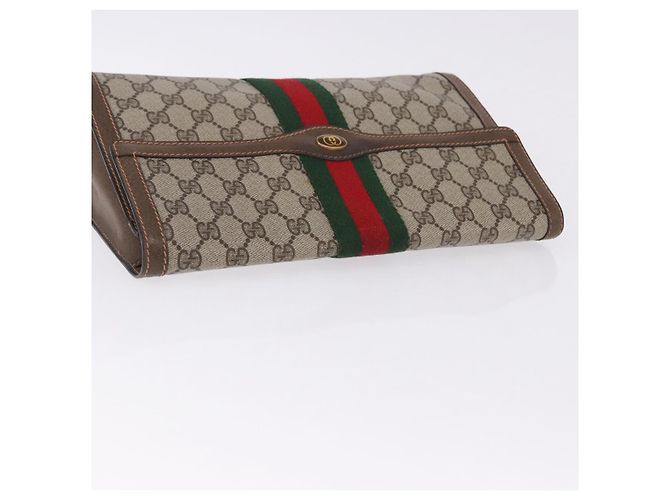 GUCCI GG Supreme Web Sherry Line Clutch Bag PVC Beige 89 01 007 - vista 5