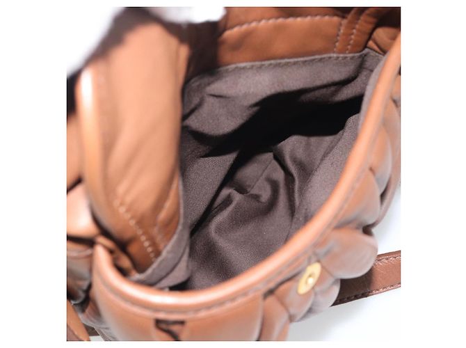 Miu Miu Matelasse Chain Shoulder Bag Leather 2way Brown Gold - vista 28