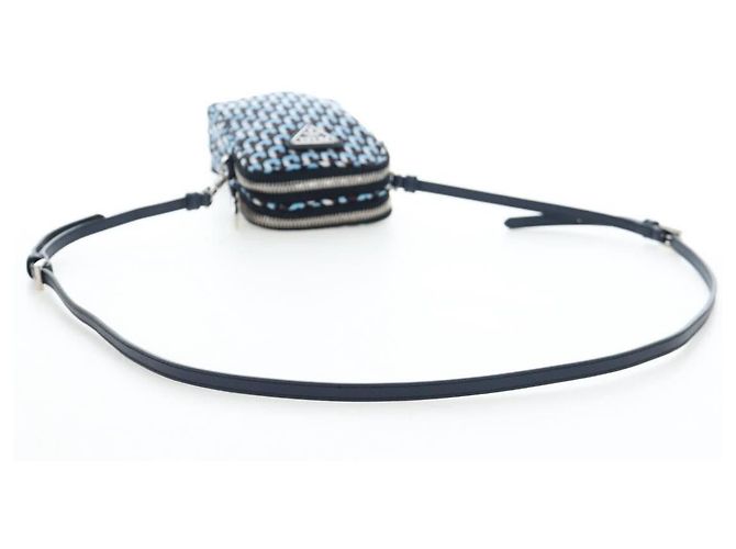 PRADA Mini Shoulder Bag Nylon Blue Silver 1N1860 - vista 7