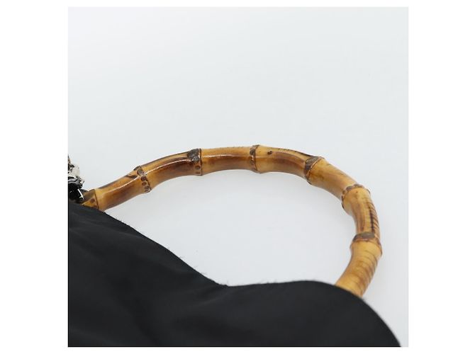 GUCCI Bamboo Hand Bag Nylon 2way Black Silver 001 1705 1577 - vista 14