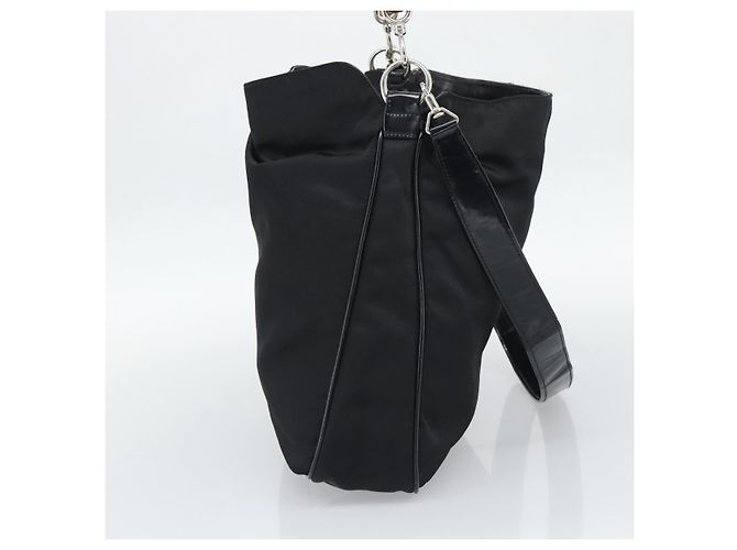 GUCCI Bamboo Hand Bag Nylon 2way Black Silver 001 1705 1577 - vista 3