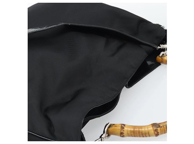 GUCCI Bamboo Hand Bag Nylon 2way Black Silver 001 1705 1577 - vista 6
