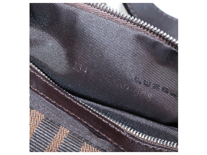 FENDI Zucca Canvas Mamma Baguette Shoulder Bag Brown Black - vista 12