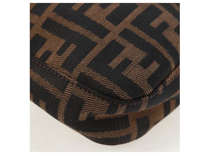 FENDI Zucca Canvas Mamma Baguette Shoulder Bag Brown Black - vista 17