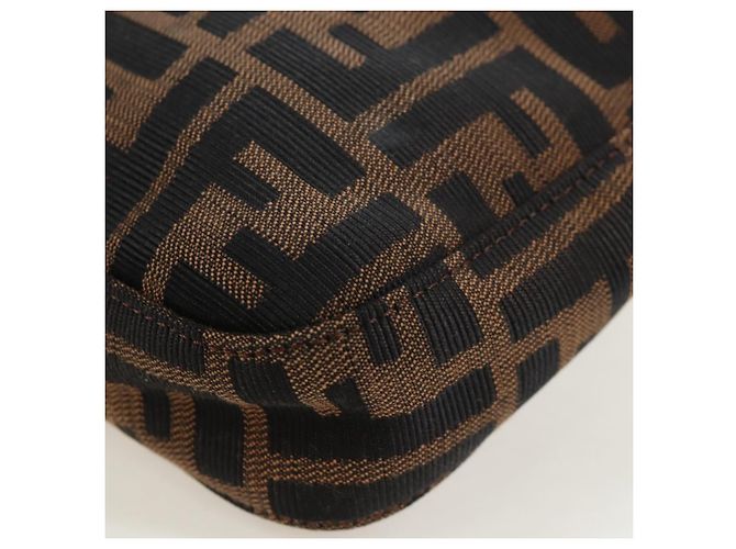FENDI Zucca Canvas Mamma Baguette Shoulder Bag Brown Black - vista 18