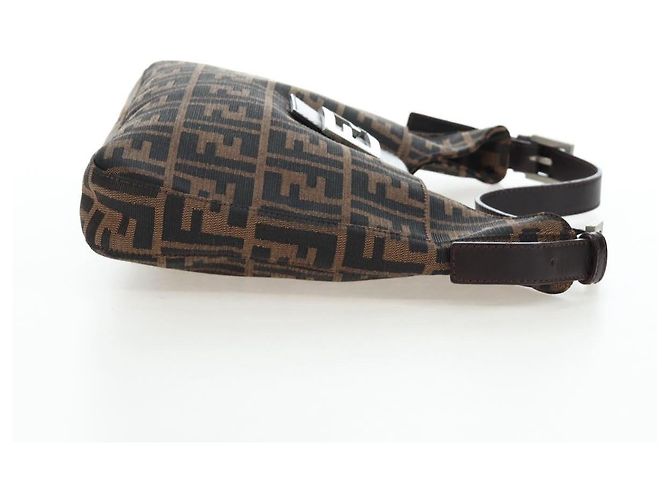 FENDI Zucca Canvas Mamma Baguette Shoulder Bag Brown Black - vista 4
