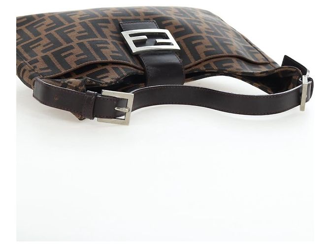 FENDI Zucca Canvas Mamma Baguette Shoulder Bag Brown Black - vista 7