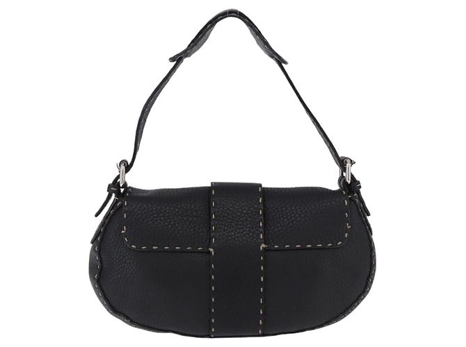 FENDI Schultertasche Leder Schwarz Silber - Ansicht 2