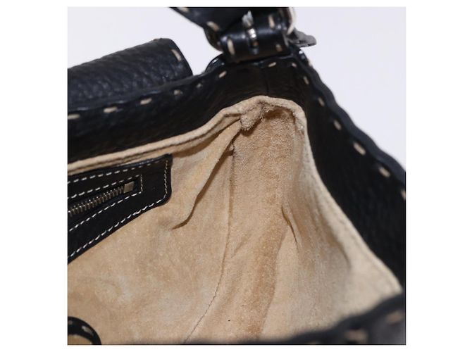 FENDI Schultertasche Leder Schwarz Silber - Ansicht 22