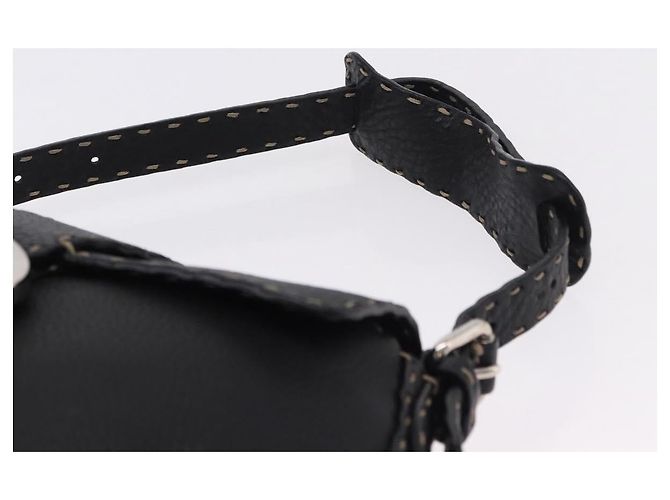FENDI Schultertasche Leder Schwarz Silber - Ansicht 8