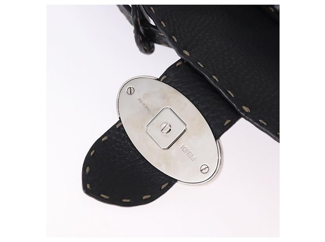 FENDI Schultertasche Leder Schwarz Silber - Ansicht 9