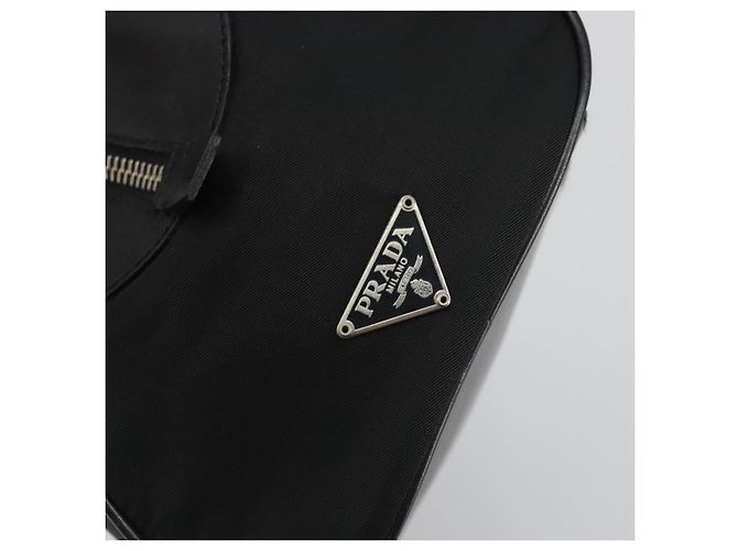 PRADA Handtasche Nylon Leder Schwarz Silber - Ansicht 18