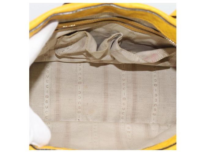 GUCCI Diamante Hand Bag Leather Yellow Silver 354332 - vista 11