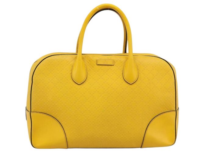 GUCCI Diamante Hand Bag Leather Yellow Silver 354332 - vista 13