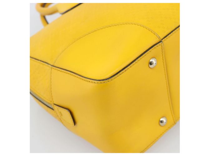 GUCCI Diamante Hand Bag Leather Yellow Silver 354332 - vista 16