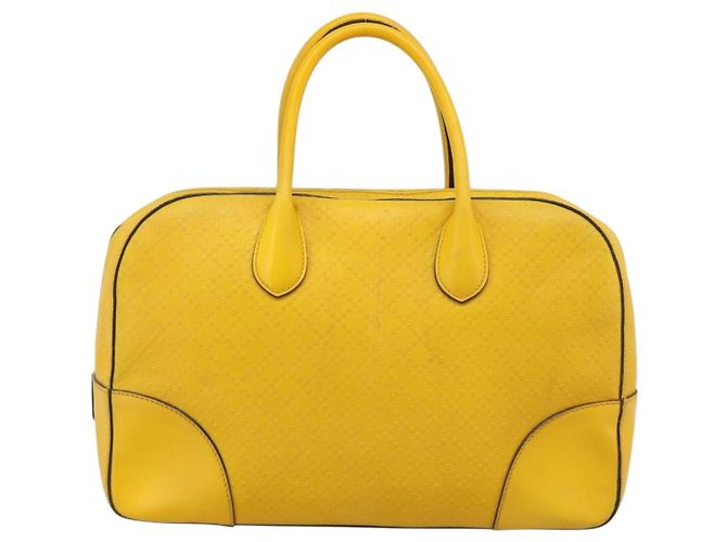 GUCCI Diamante Hand Bag Leather Yellow Silver 354332 - vista 2