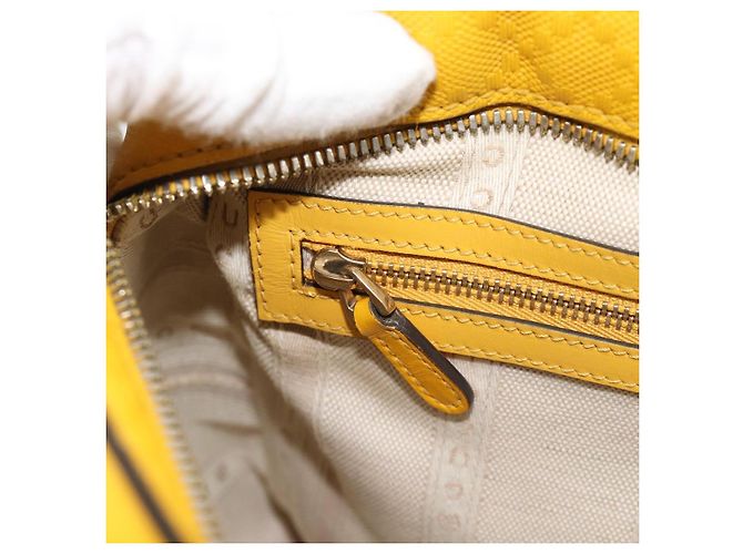 GUCCI Diamante Hand Bag Leather Yellow Silver 354332 - vista 21