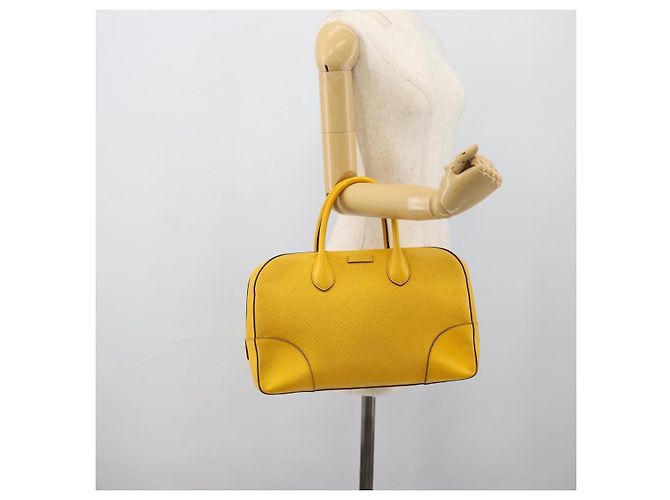 GUCCI Diamante Hand Bag Leather Yellow Silver 354332 - vista 24