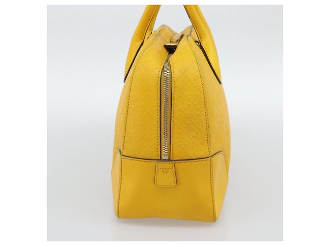 GUCCI Diamante Hand Bag Leather Yellow Silver 354332 - vista 4