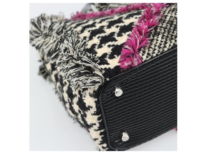 Christian Dior Diorissimo Hand Bag Canvas Black White - vista 14