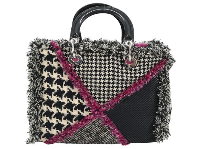 Christian Dior Diorissimo Hand Bag Canvas Black White - vista 2