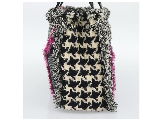 Christian Dior Diorissimo Hand Bag Canvas Black White - vista 3