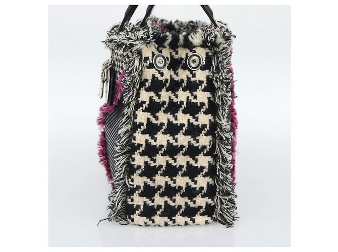 Christian Dior Diorissimo Hand Bag Canvas Black White - vista 4