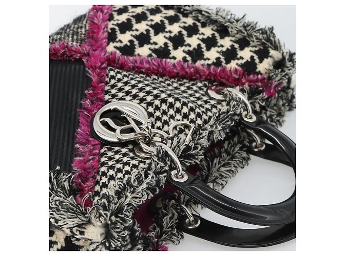 Christian Dior Diorissimo Hand Bag Canvas Black White - vista 6