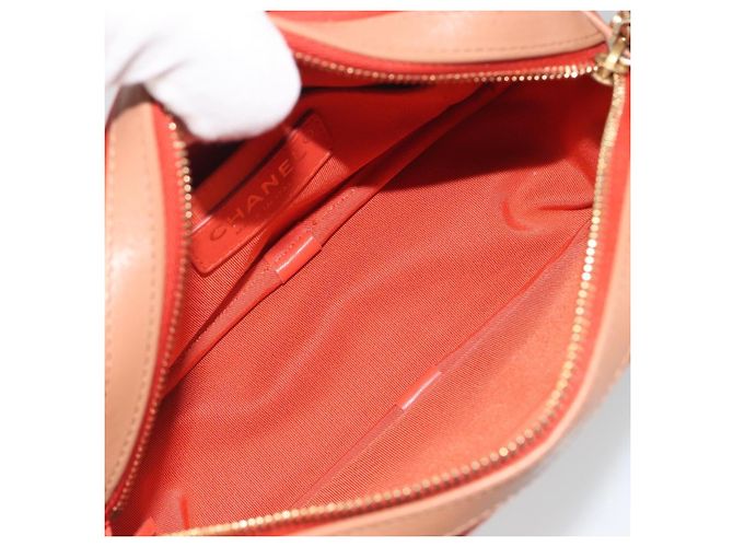 CHANEL Matelasse Chain Shoulder Bag Lamb Skin Orange Gold CC - vista 10