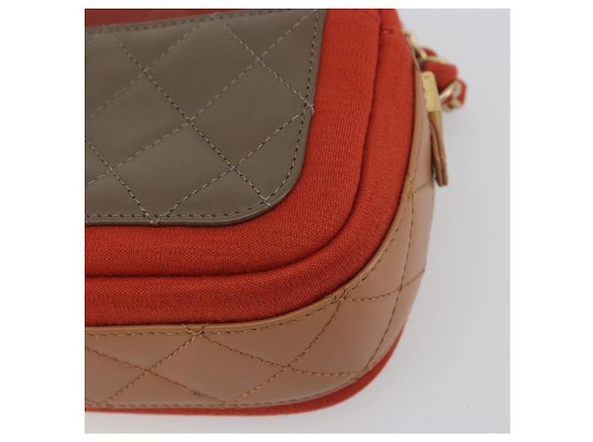 CHANEL Matelasse Chain Shoulder Bag Lamb Skin Orange Gold CC - vista 15