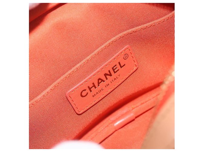 CHANEL Matelasse Chain Shoulder Bag Lamb Skin Orange Gold CC - vista 21