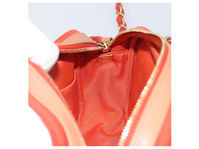 CHANEL Matelasse Chain Shoulder Bag Lamb Skin Orange Gold CC - vista 22