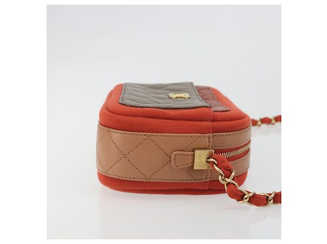 CHANEL Matelasse Chain Shoulder Bag Lamb Skin Orange Gold CC - vista 3